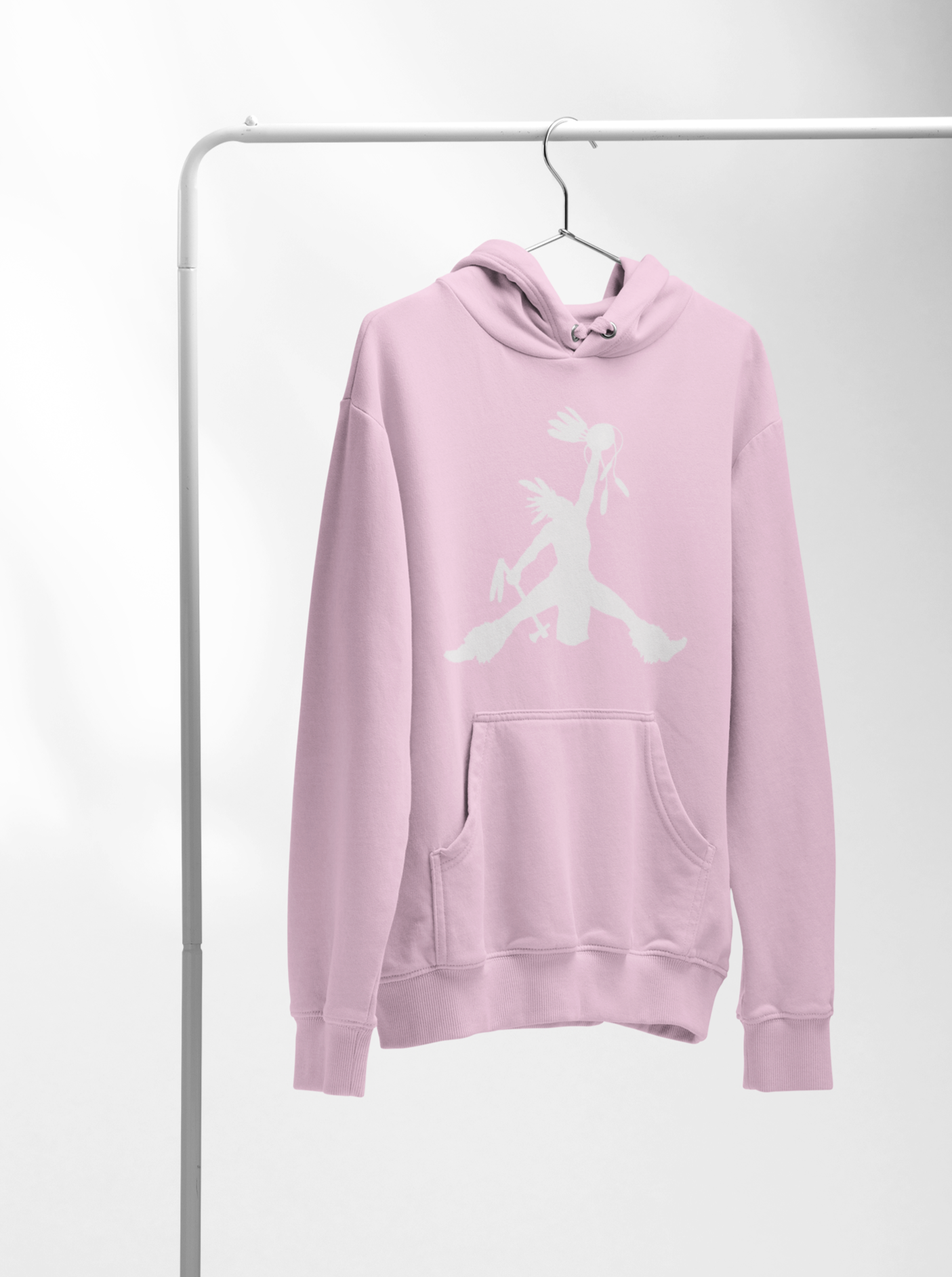 Crow Hop Hoodie - White Ink on Varsity Pink