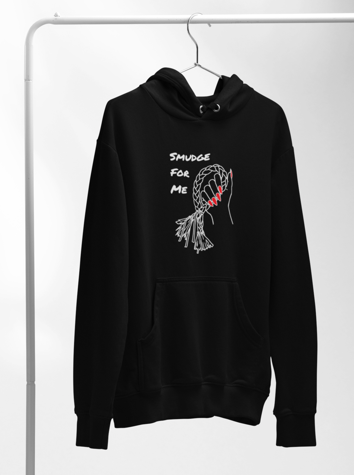 Smudge for Me Female Hoodie - White & Red Ink on Black