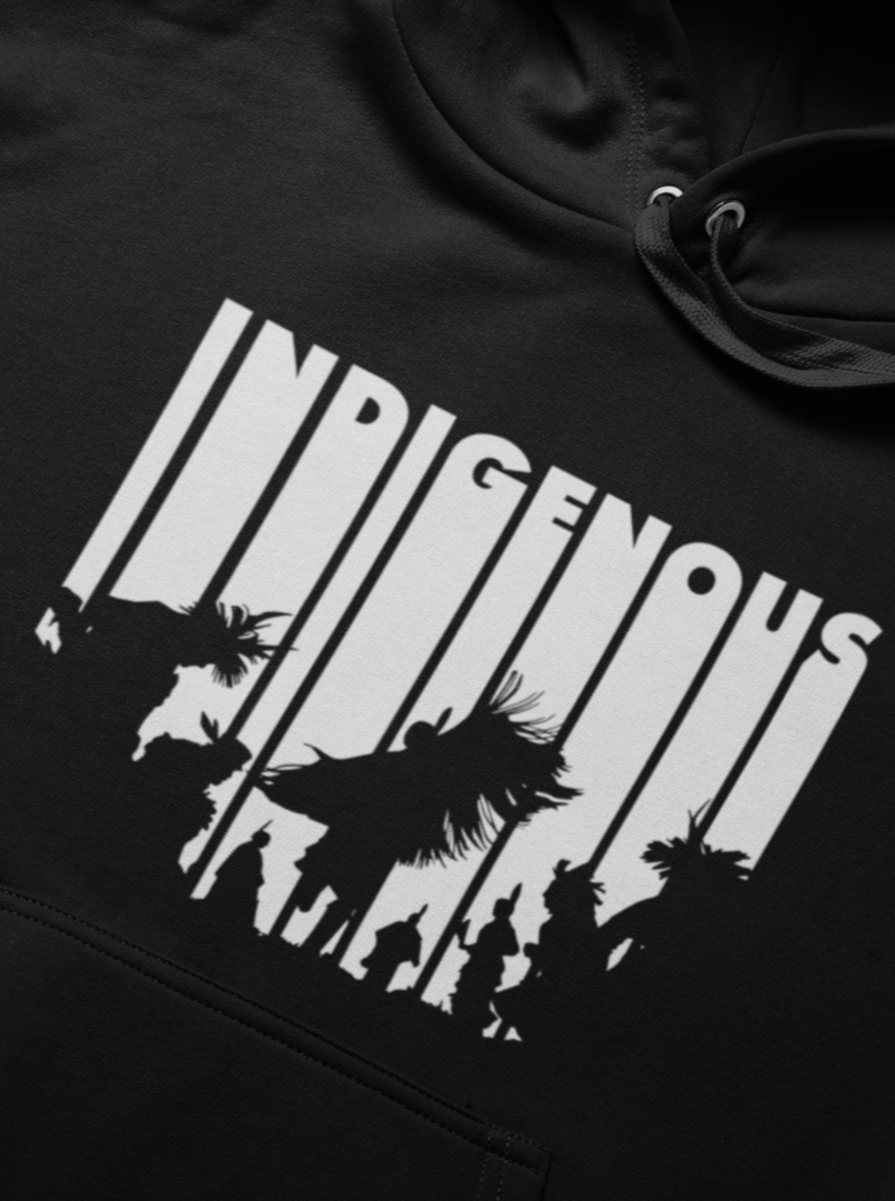 Indigenous Intertribal Hoodie - White Ink on Black