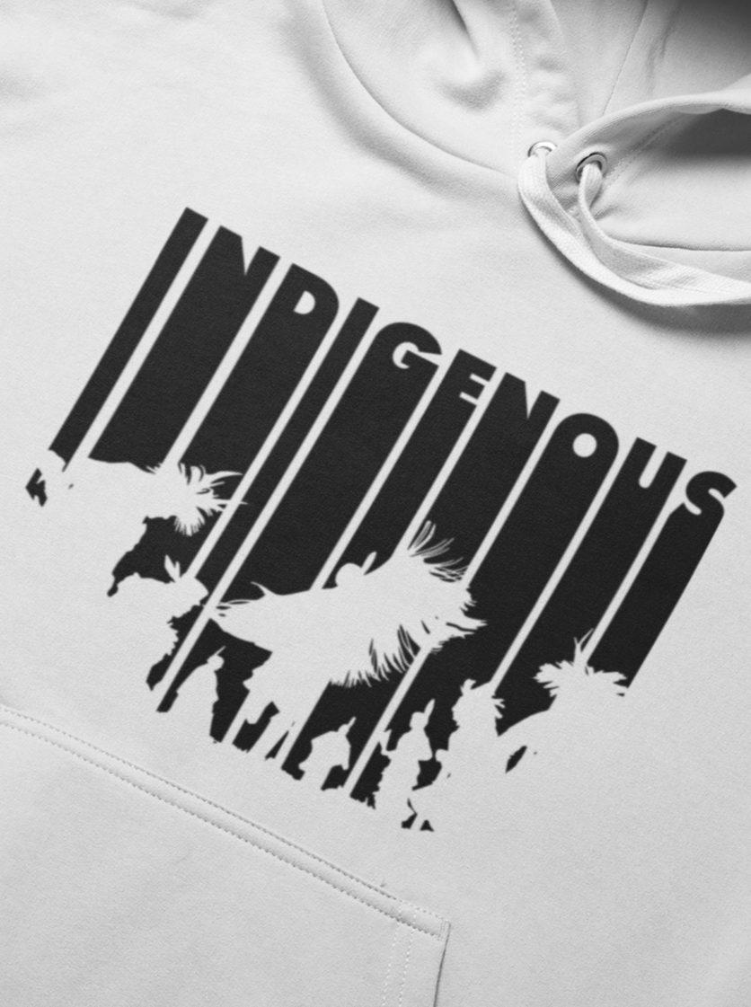 Indigenous Intertribal Hoodie - Black Ink on White