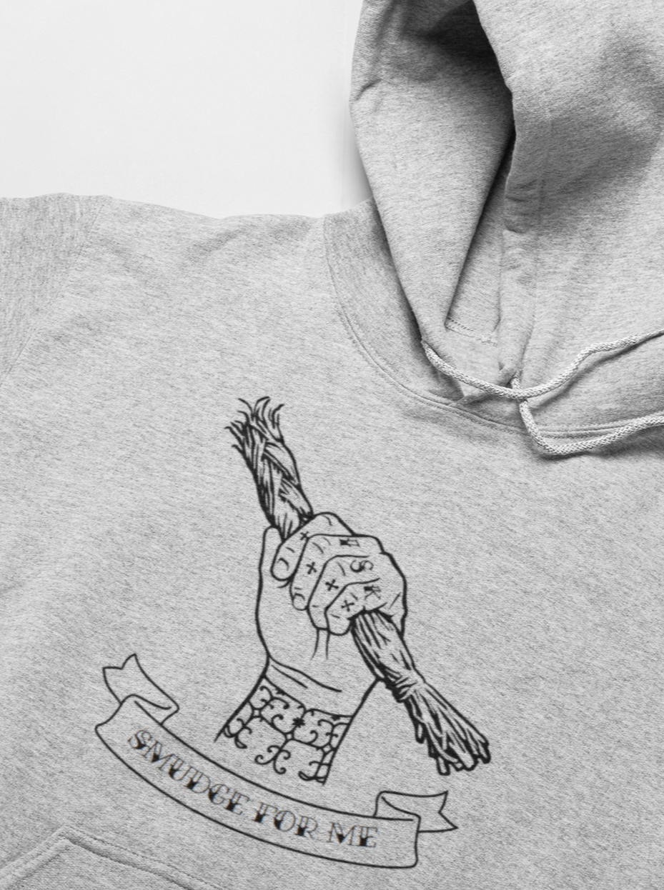 Smudge for Me Male Hoodie - Black Ink on Heather Grey