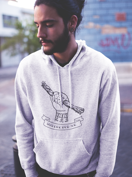 Smudge for Me Male Hoodie - Black Ink on Heather Grey