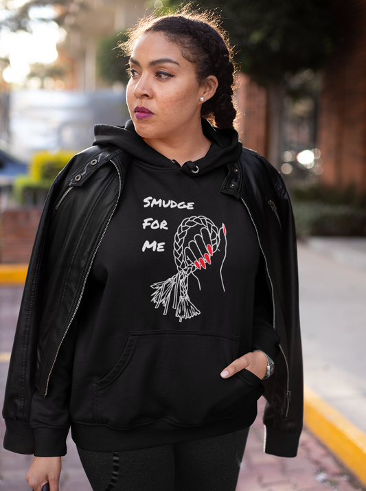 Smudge for Me Female Hoodie - White & Red Ink on Black