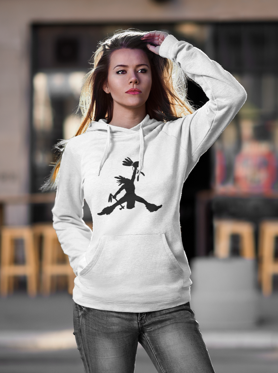 Crow Hop Hoodie - Black Ink on White