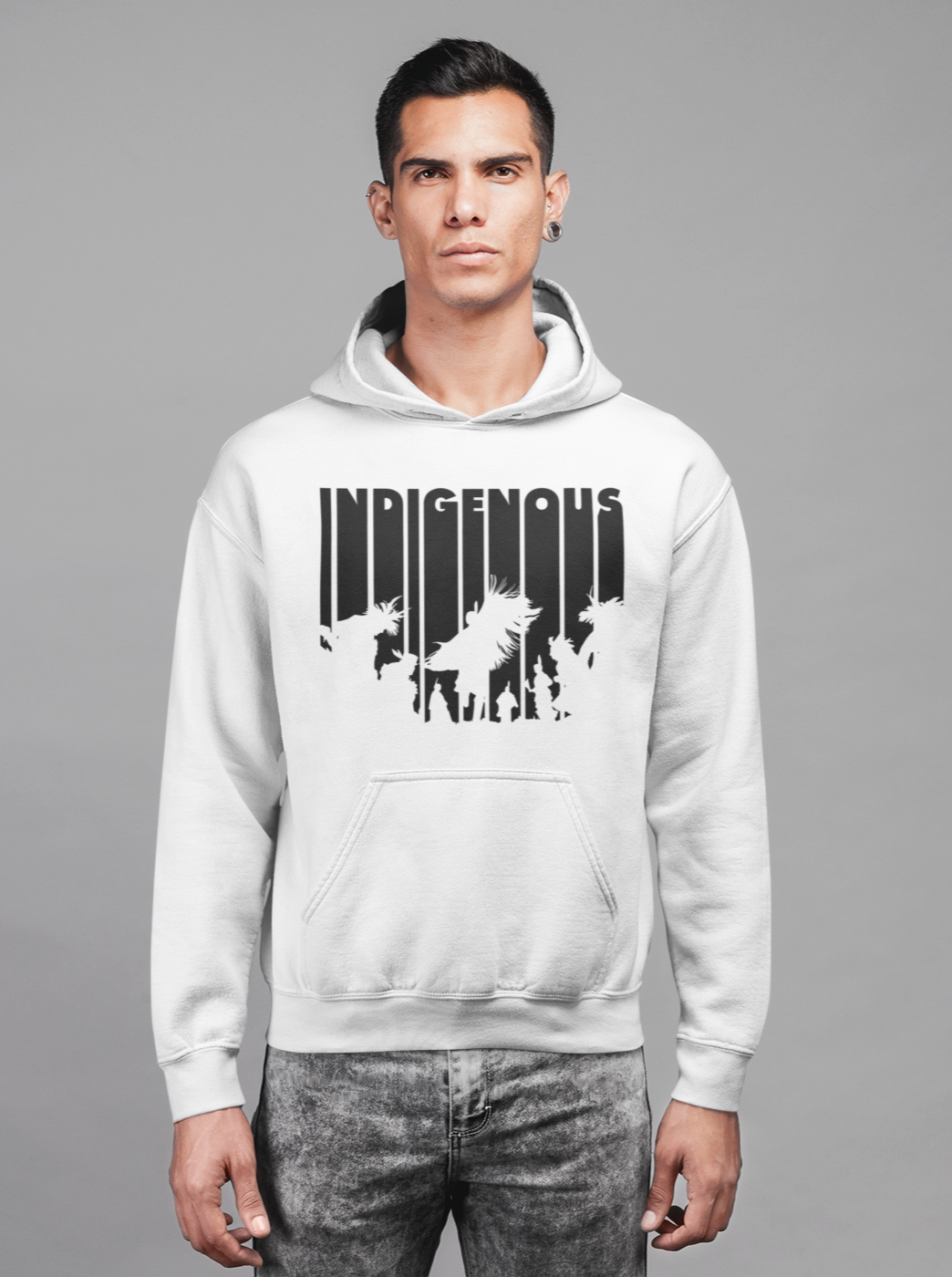 Indigenous Intertribal Hoodie - Black Ink on White