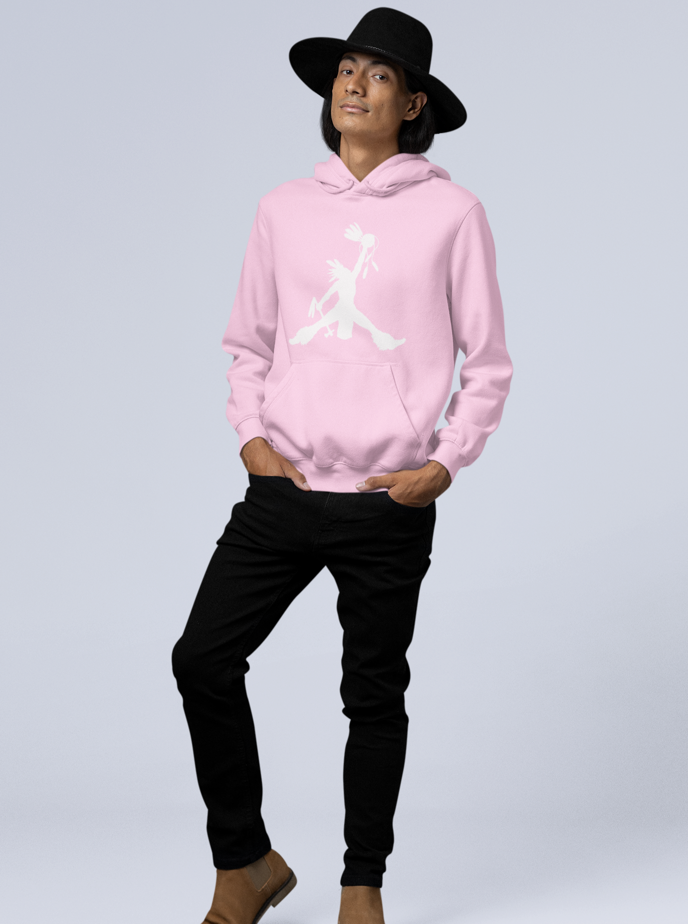 Crow Hop Hoodie - White Ink on Varsity Pink