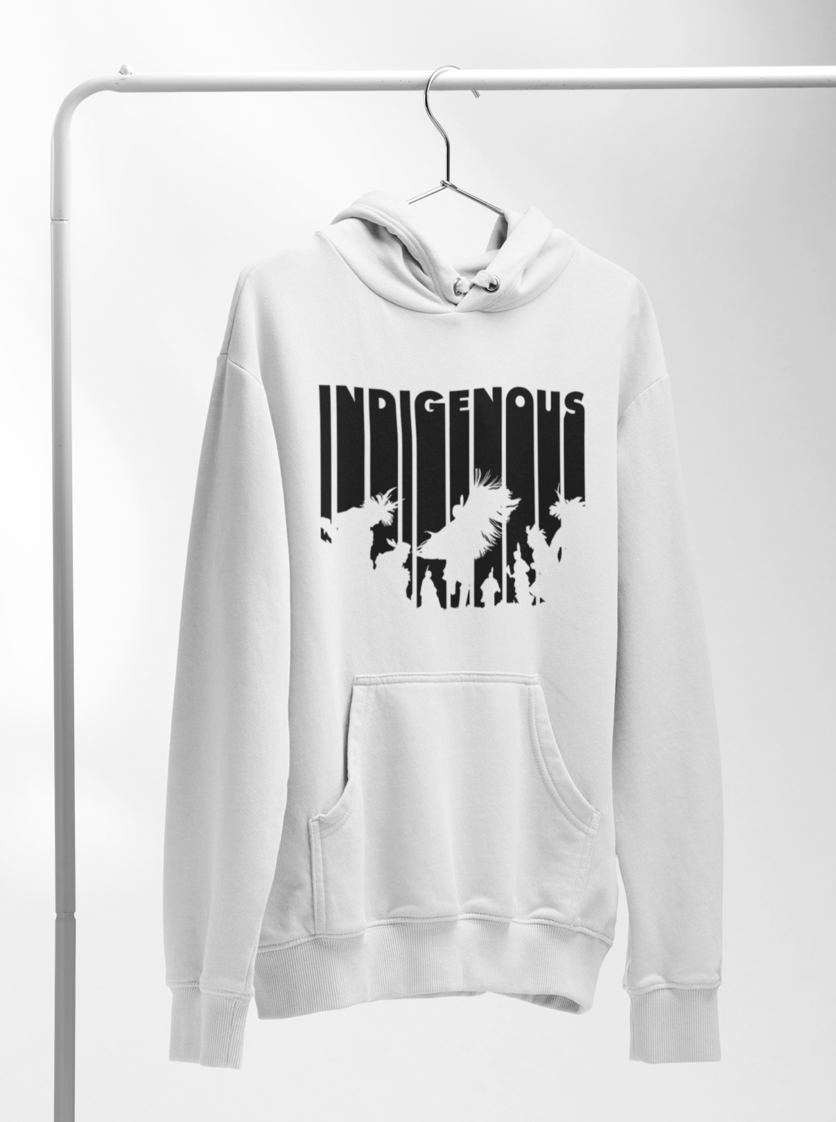 Indigenous Intertribal Hoodie - Black Ink on White