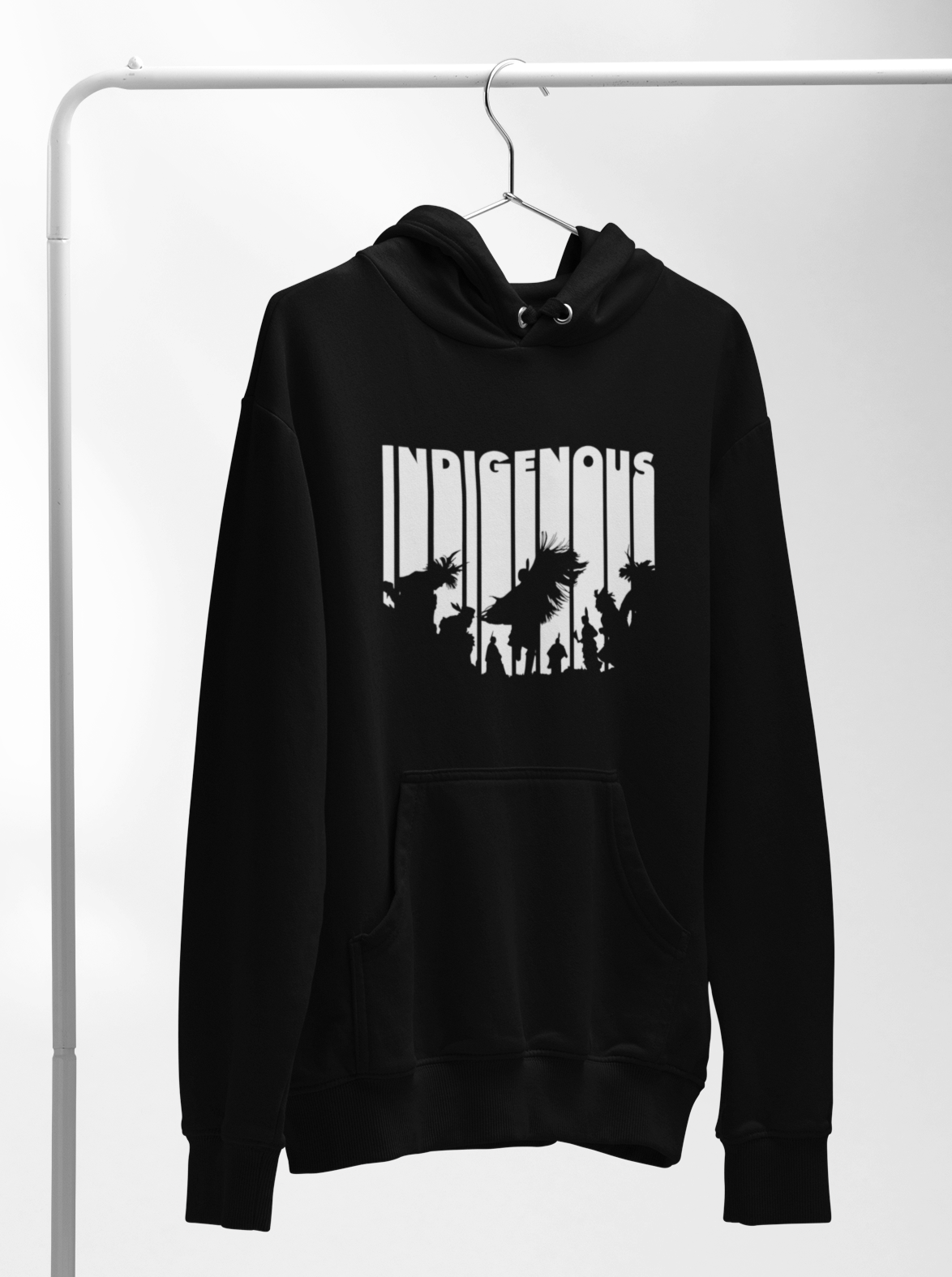 Indigenous Intertribal Hoodie - White Ink on Black