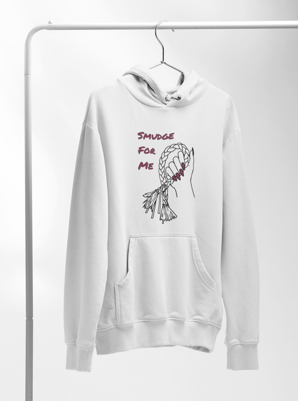 Smudge for Me Female Hoodie - Black & Wine Ink on White
