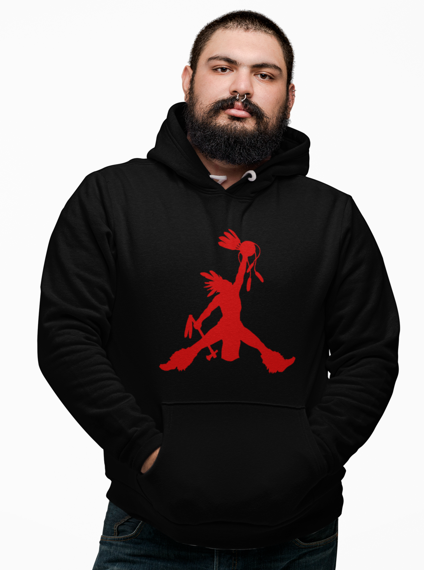 Crow Hop Hoodie - Red Ink on Black